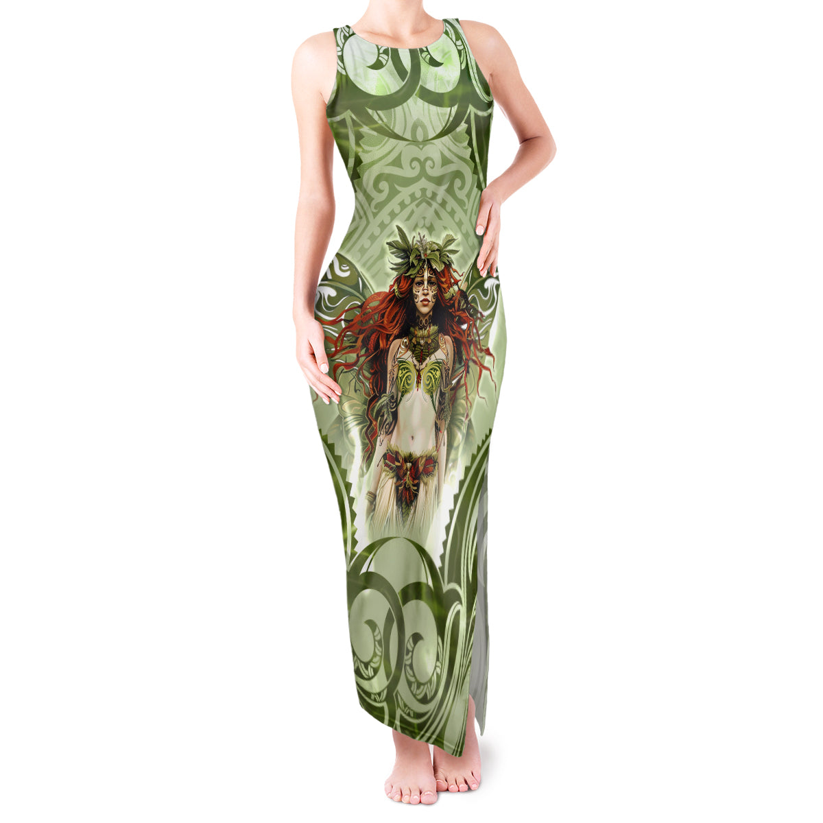 New Zealand Maori Fairy Patupaiarehe Tank Maxi Dress Polynesian Style LT05 Women Red - Polynesian Pride