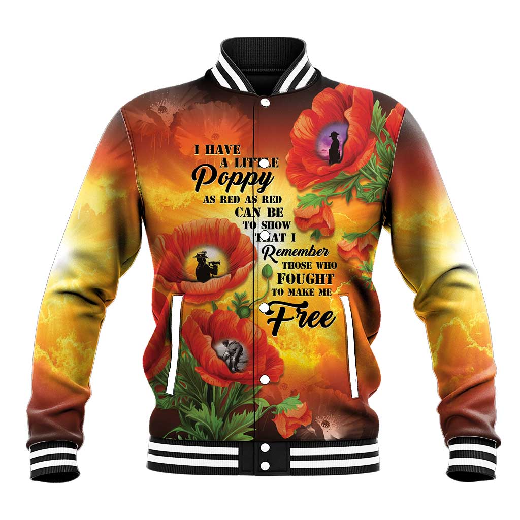ANZAC Day Red Poppy Baseball Jacket Honoring The ANZAC Spirit LT05 Unisex Orange - Polynesian Pride