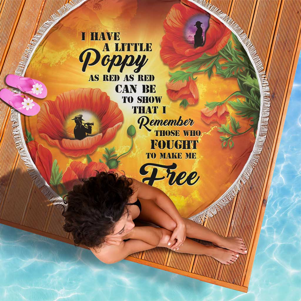 ANZAC Day Red Poppy Beach Blanket Honoring The ANZAC Spirit LT05 - Polynesian Pride