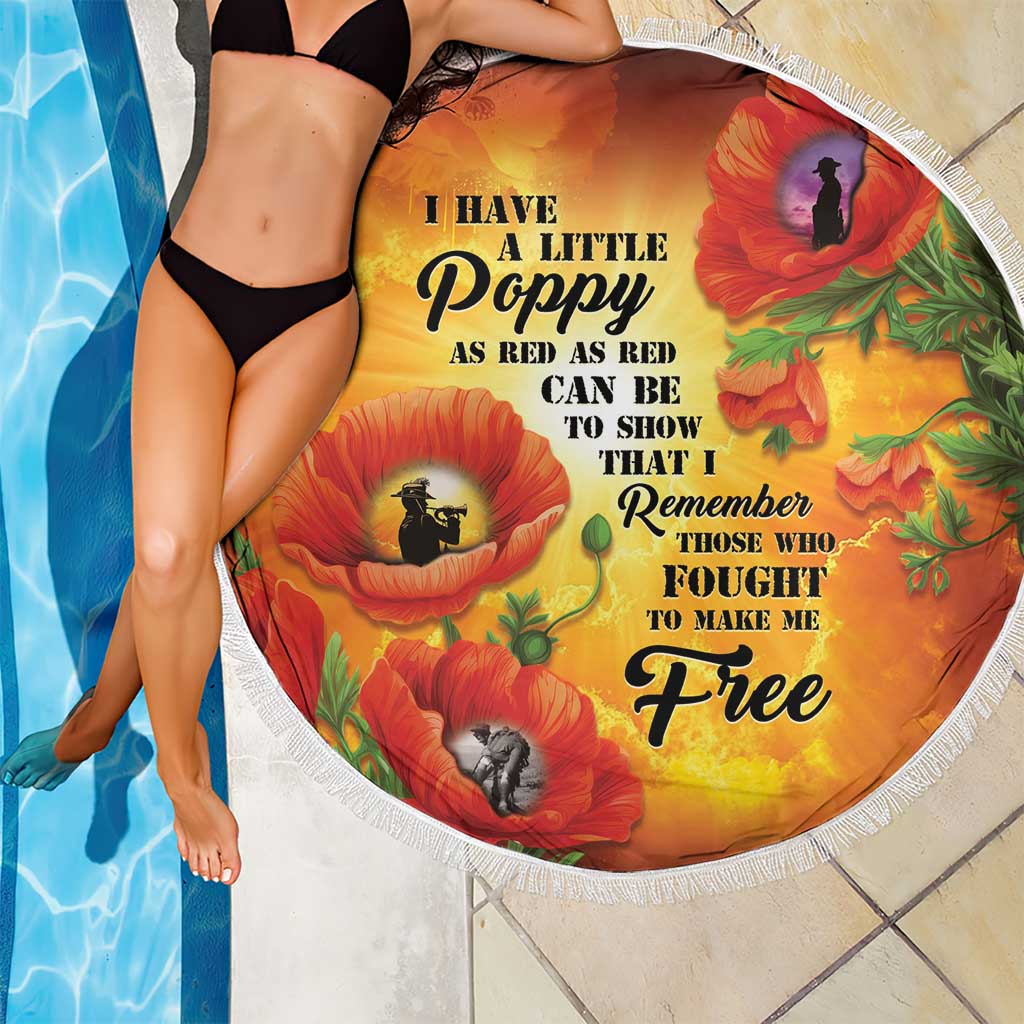 ANZAC Day Red Poppy Beach Blanket Honoring The ANZAC Spirit LT05 - Polynesian Pride