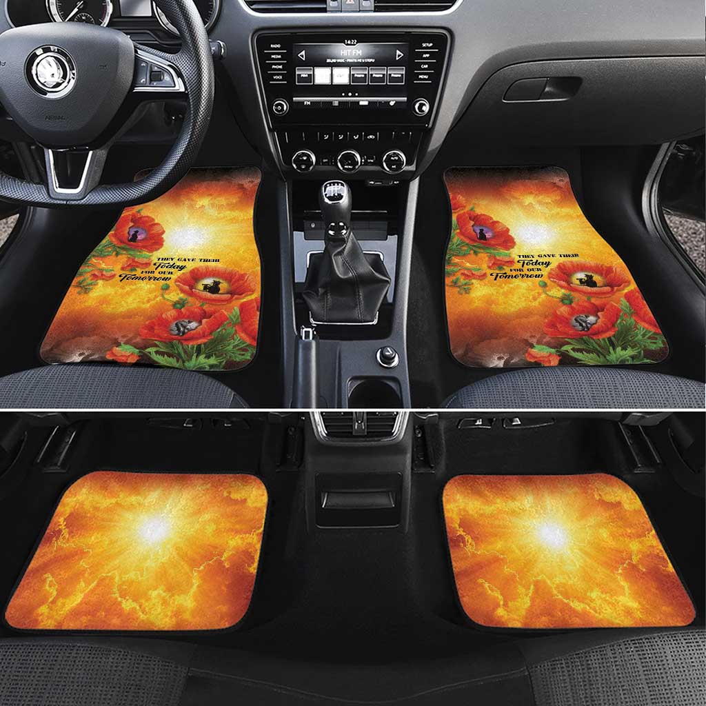 ANZAC Day Red Poppy Car Mats Honoring The ANZAC Spirit LT05 Set 4pcs Orange - Polynesian Pride
