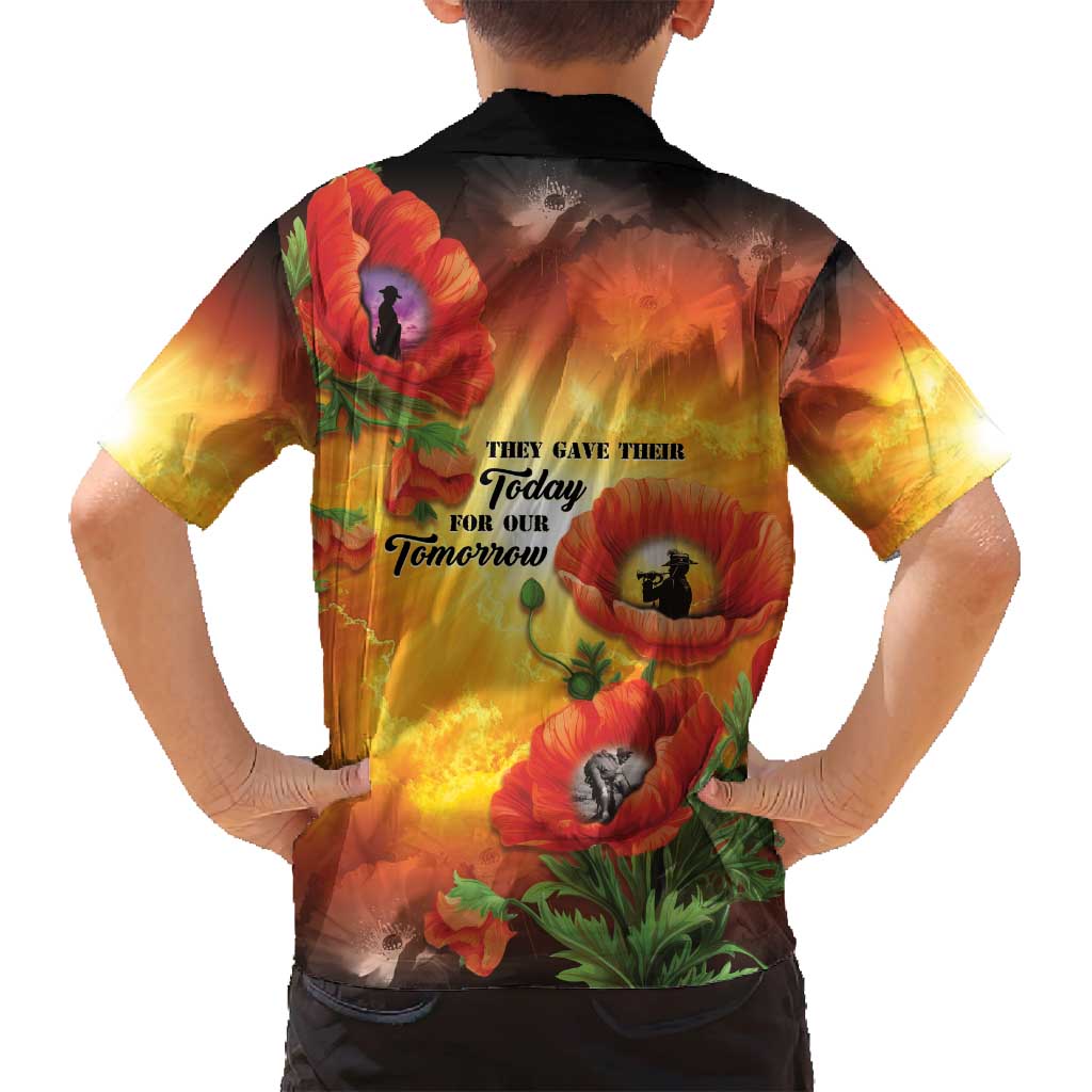 ANZAC Day Red Poppy Family Matching Long Sleeve Bodycon Dress and Hawaiian Shirt Honoring The ANZAC Spirit