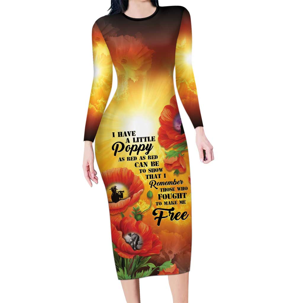 ANZAC Day Red Poppy Family Matching Long Sleeve Bodycon Dress and Hawaiian Shirt Honoring The ANZAC Spirit