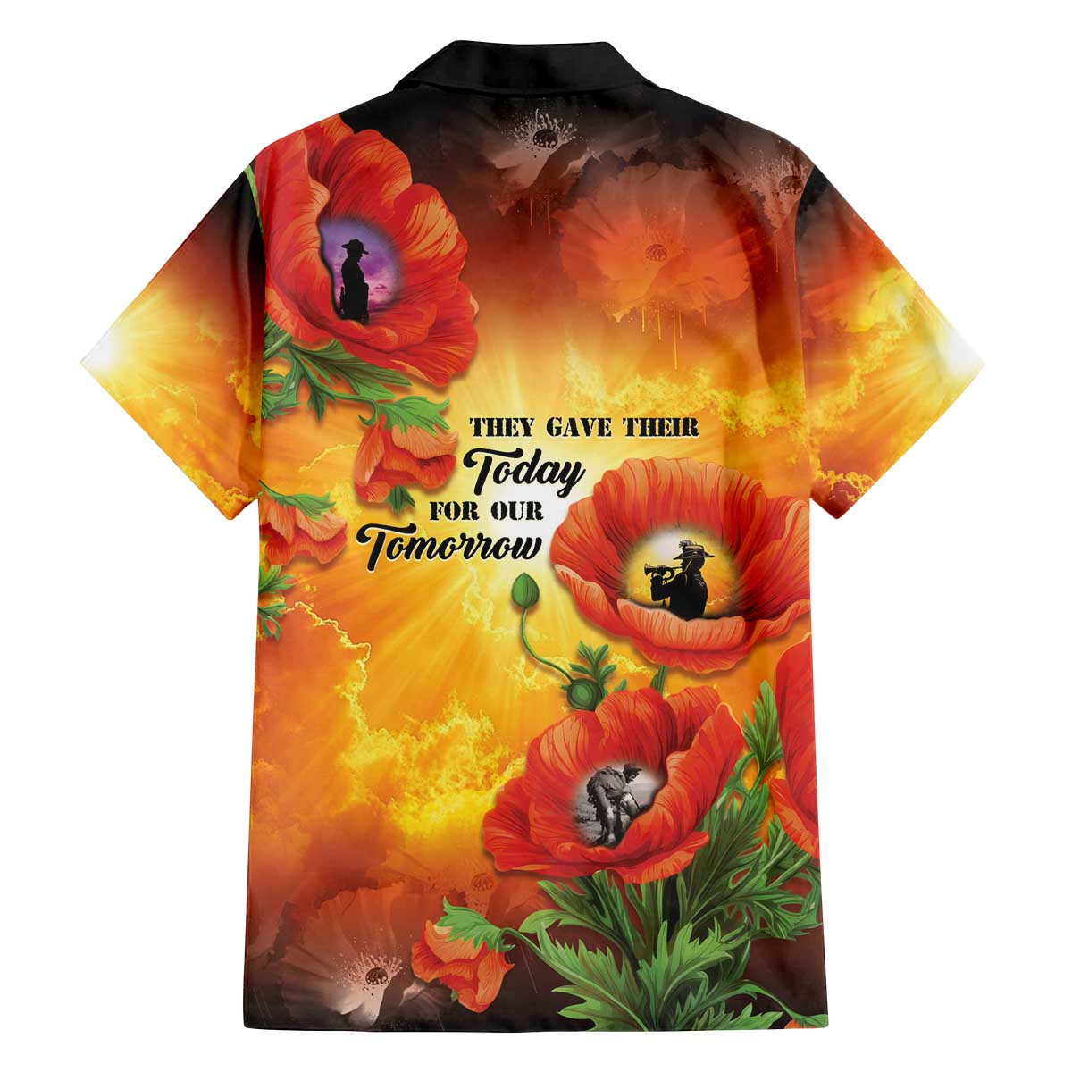 ANZAC Day Red Poppy Family Matching Off The Shoulder Long Sleeve Dress and Hawaiian Shirt Honoring The ANZAC Spirit