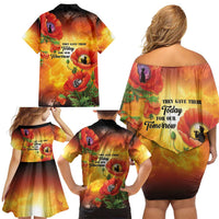 ANZAC Day Red Poppy Family Matching Off Shoulder Short Dress and Hawaiian Shirt Honoring The ANZAC Spirit