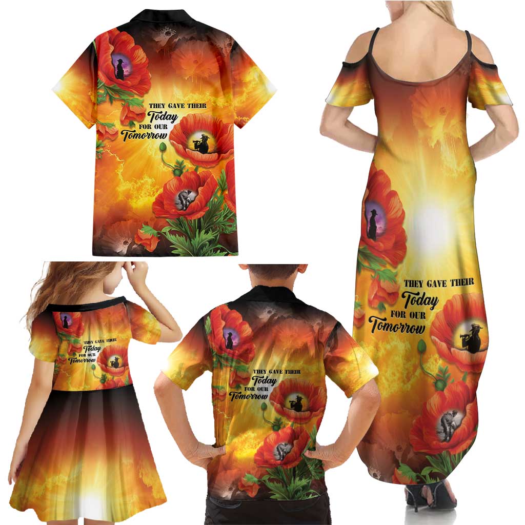 ANZAC Day Red Poppy Family Matching Summer Maxi Dress and Hawaiian Shirt Honoring The ANZAC Spirit