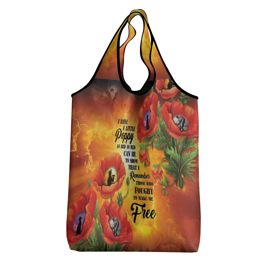ANZAC Day Red Poppy Grocery Bag Honoring The ANZAC Spirit