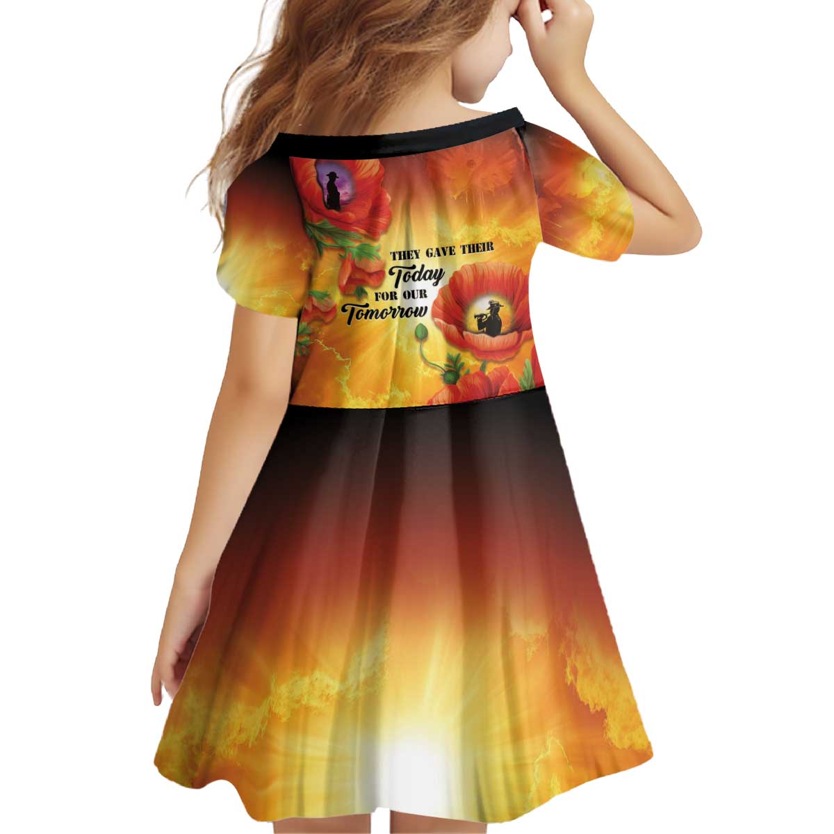 ANZAC Day Red Poppy Kid Short Sleeve Dress Honoring The ANZAC Spirit LT05 - Polynesian Pride