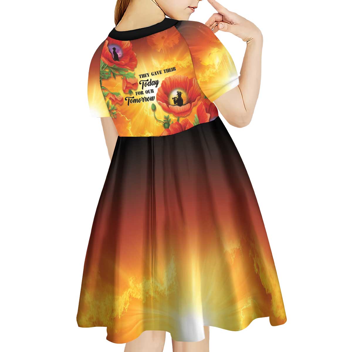 ANZAC Day Red Poppy Kid Short Sleeve Dress Honoring The ANZAC Spirit LT05 - Polynesian Pride