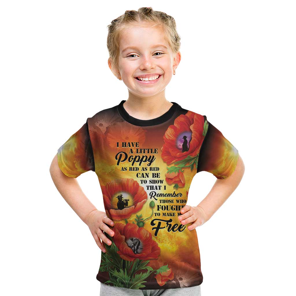 ANZAC Day Red Poppy Kid T Shirt Honoring The ANZAC Spirit LT05 Orange - Polynesian Pride