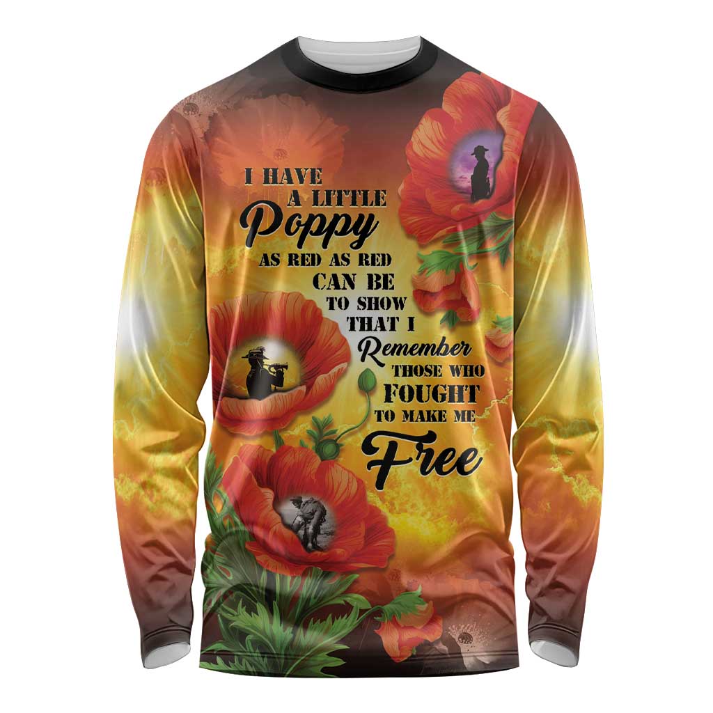ANZAC Day Red Poppy Long Sleeve Shirt Honoring The ANZAC Spirit LT05 Unisex Orange - Polynesian Pride