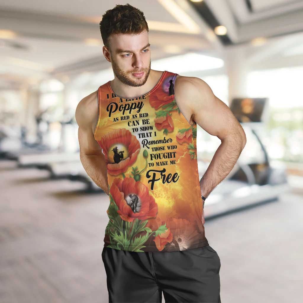 ANZAC Day Red Poppy Men Tank Top Honoring The ANZAC Spirit LT05 Orange - Polynesian Pride