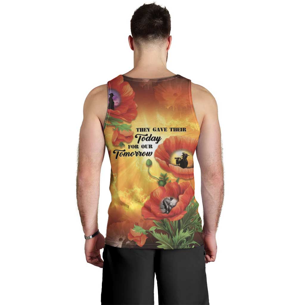 ANZAC Day Red Poppy Men Tank Top Honoring The ANZAC Spirit LT05 - Polynesian Pride