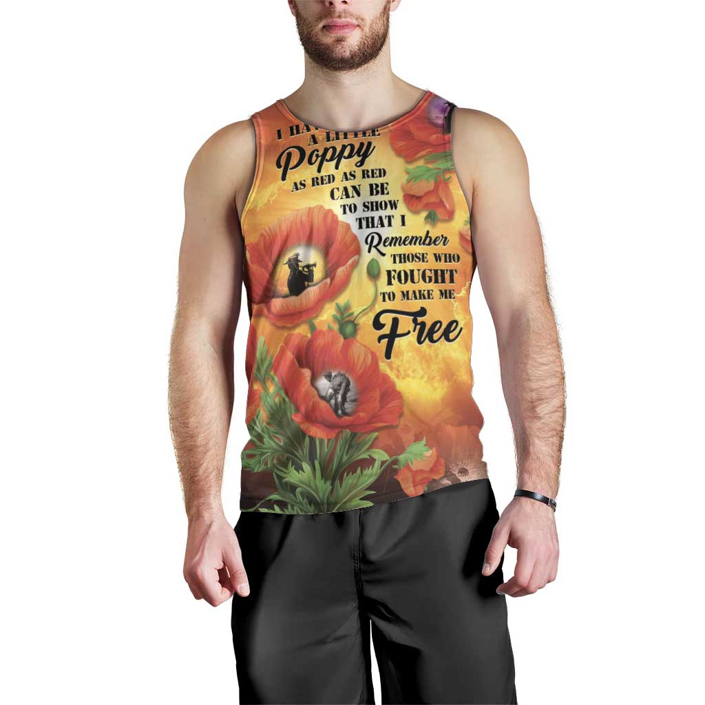 ANZAC Day Red Poppy Men Tank Top Honoring The ANZAC Spirit LT05 - Polynesian Pride