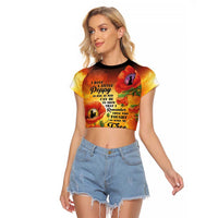 ANZAC Day Red Poppy Raglan Cropped T Shirt Honoring The ANZAC Spirit LT05 Female Orange - Polynesian Pride