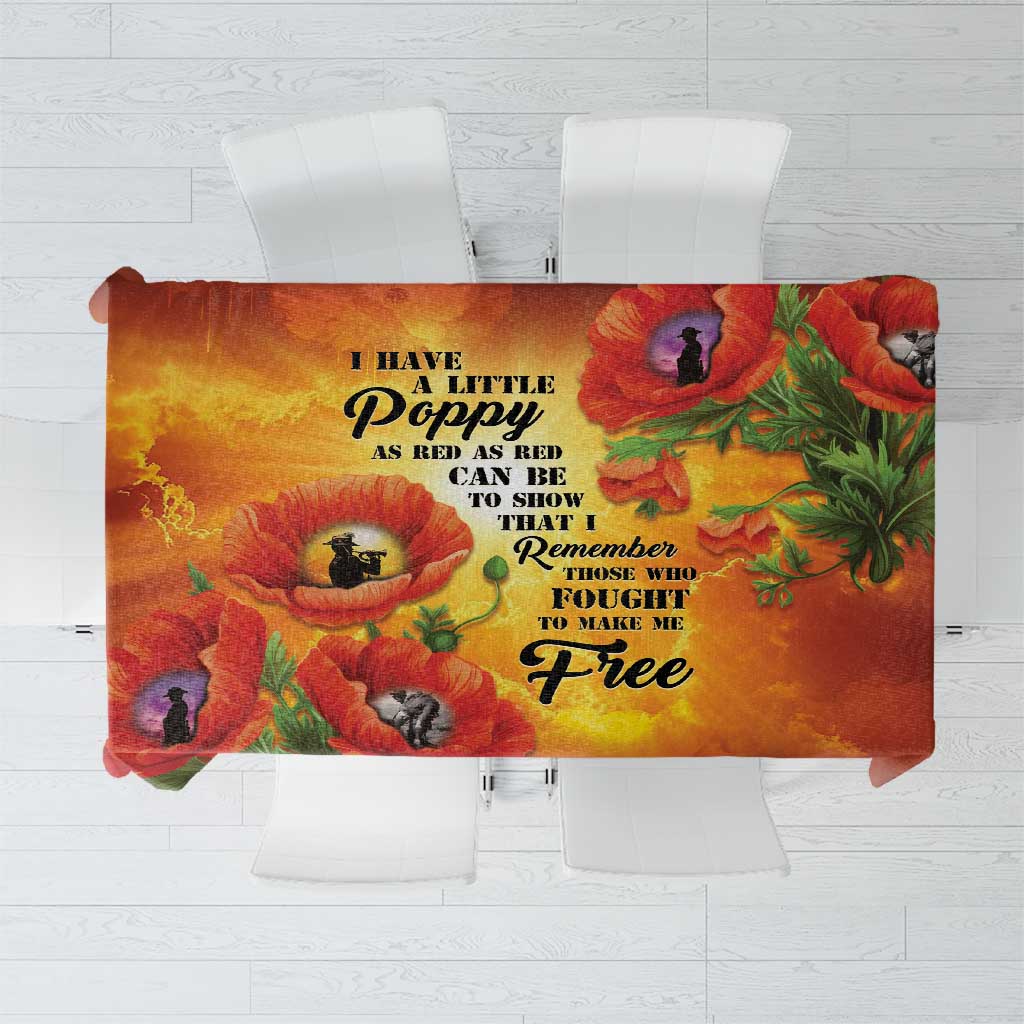 ANZAC Day Red Poppy Tablecloth Honoring The ANZAC Spirit LT05 Orange - Polynesian Pride