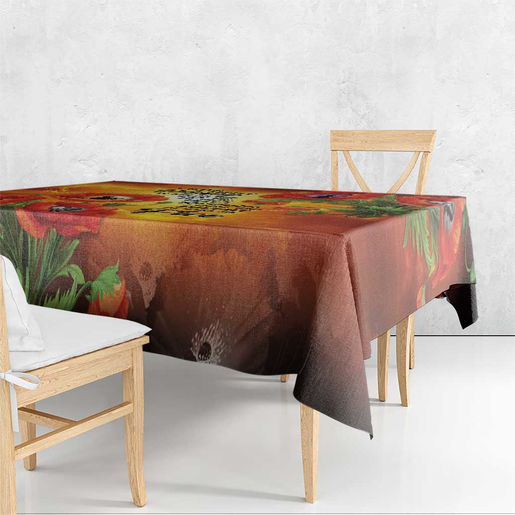 ANZAC Day Red Poppy Tablecloth Honoring The ANZAC Spirit LT05 - Polynesian Pride