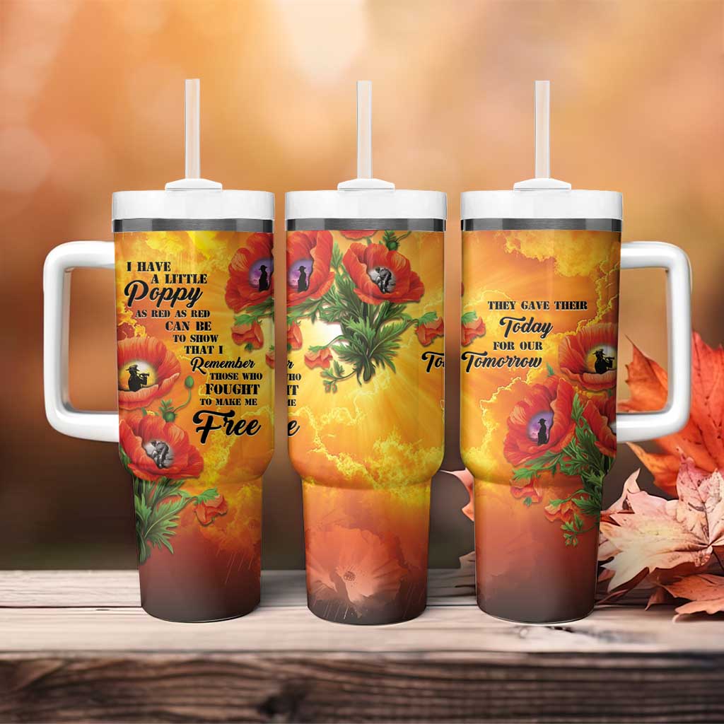 ANZAC Day Red Poppy Tumbler With Handle Honoring The ANZAC Spirit LT05 - Polynesian Pride
