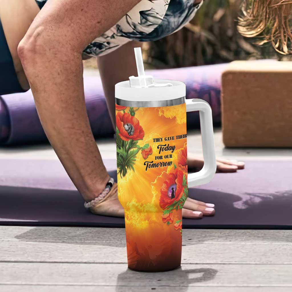 ANZAC Day Red Poppy Tumbler With Handle Honoring The ANZAC Spirit LT05 - Polynesian Pride