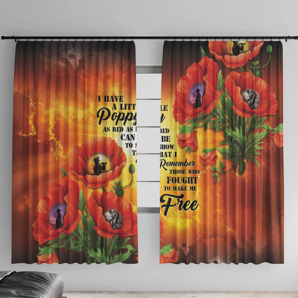 ANZAC Day Red Poppy Window Curtain Honoring The ANZAC Spirit LT05 With Hooks Orange - Polynesian Pride