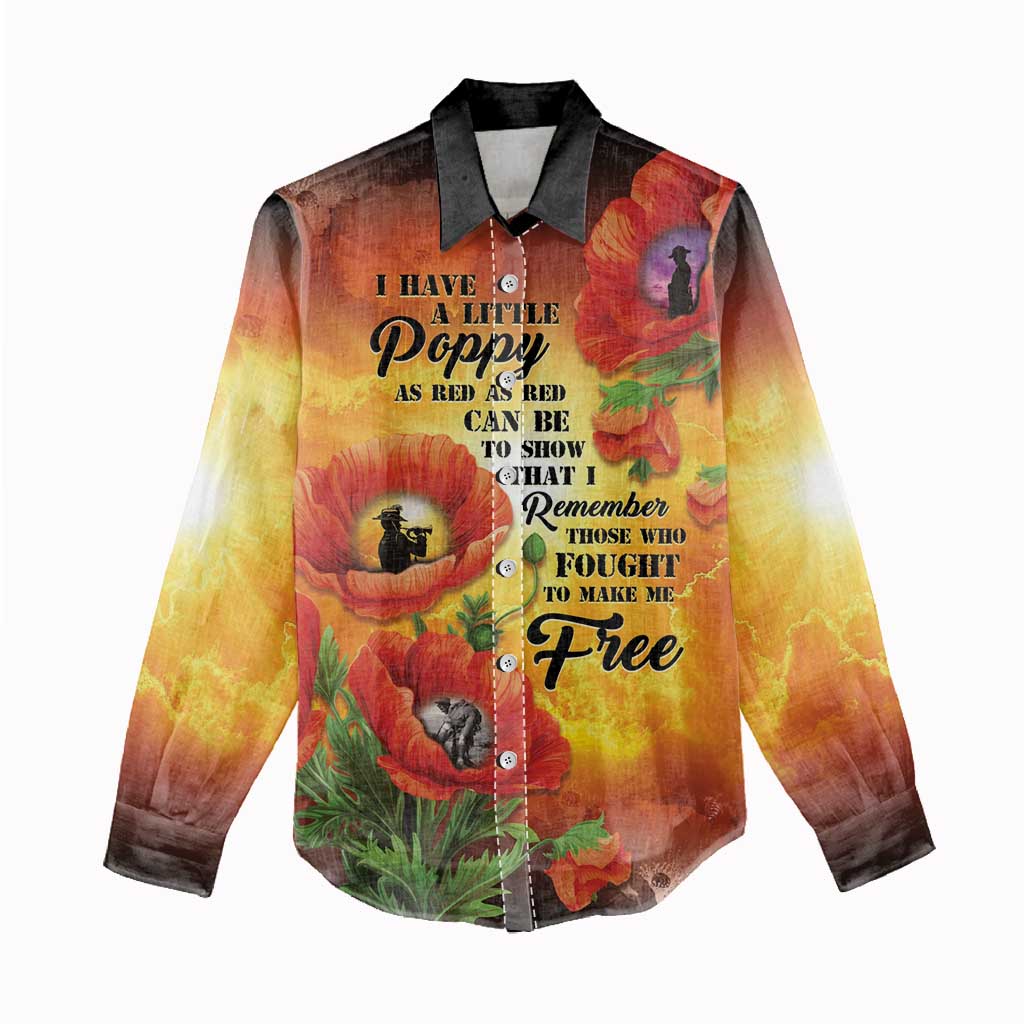ANZAC Day Red Poppy Women Casual Shirt Honoring The ANZAC Spirit