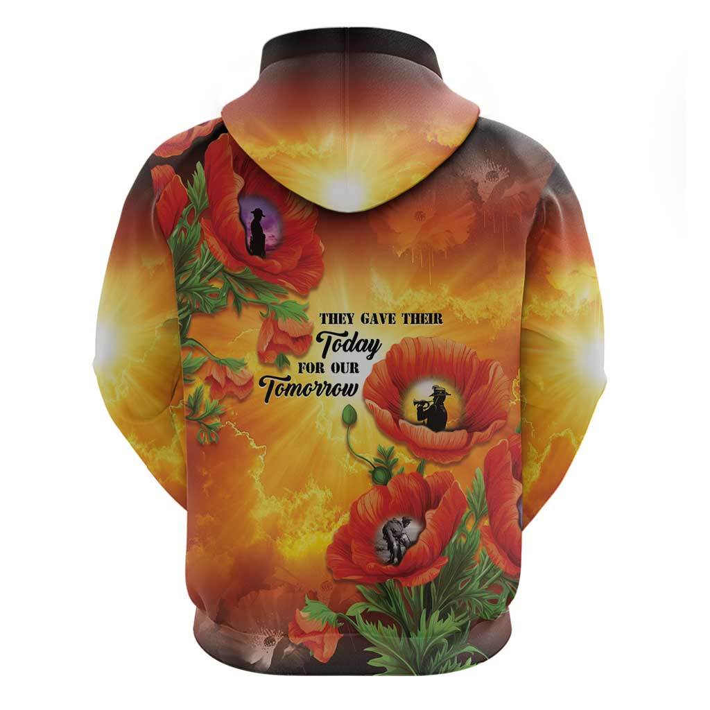 ANZAC Day Red Poppy Zip Hoodie Honoring The ANZAC Spirit