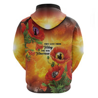 ANZAC Day Red Poppy Zip Hoodie Honoring The ANZAC Spirit