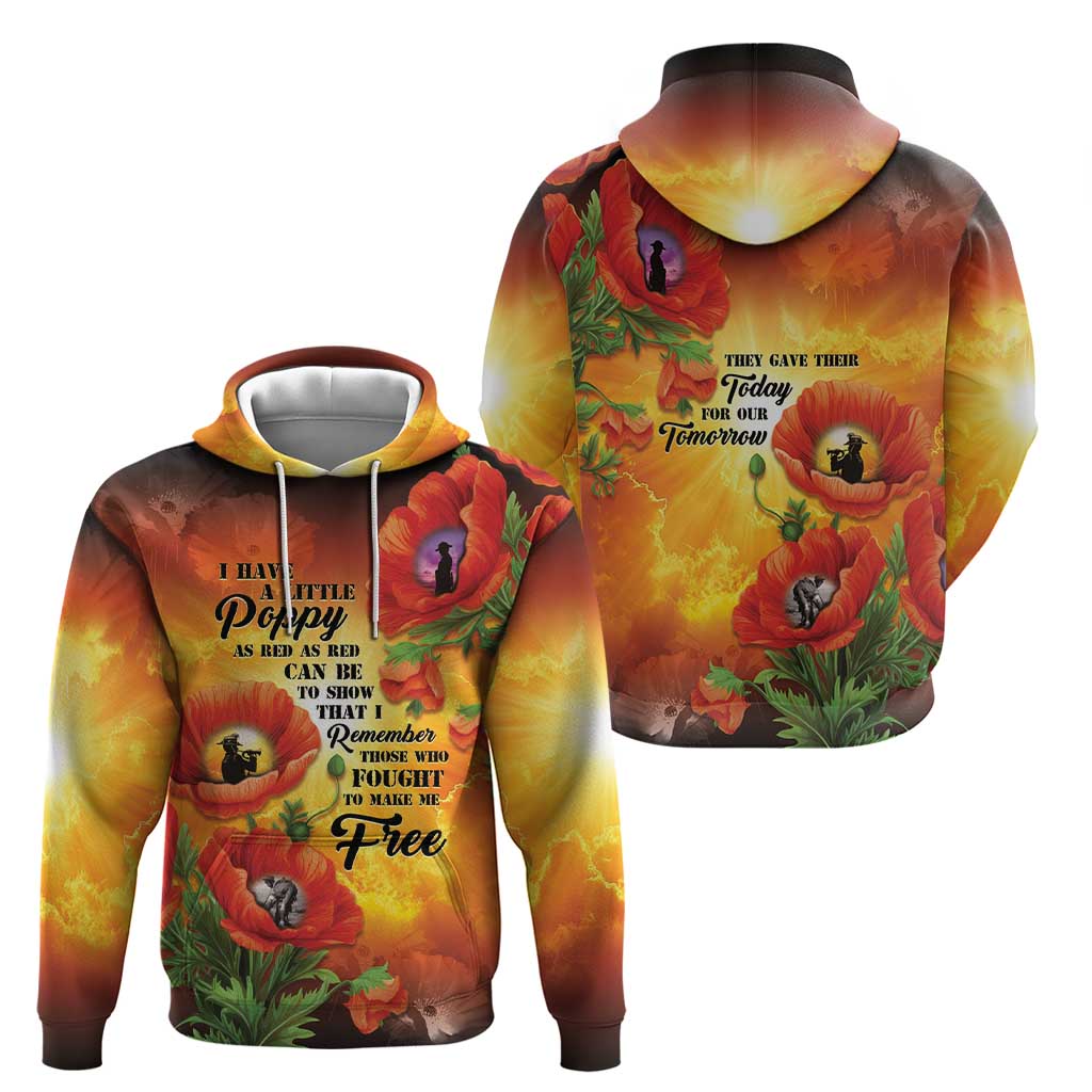 ANZAC Day Red Poppy Zip Hoodie Honoring The ANZAC Spirit