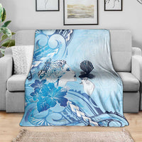 Aotearoa Maori Wahine Blanket Fantail Bird Blue Gold Marble LT05 - Polynesian Pride
