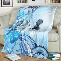 Aotearoa Maori Wahine Blanket Fantail Bird Blue Gold Marble LT05 - Polynesian Pride