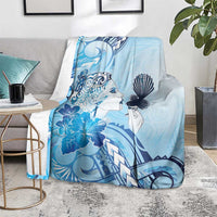 Aotearoa Maori Wahine Blanket Fantail Bird Blue Gold Marble LT05 - Polynesian Pride