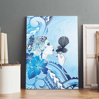 Aotearoa Maori Wahine Canvas Wall Art Fantail Bird Blue Gold Marble LT05 - Polynesian Pride