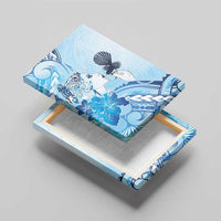 Aotearoa Maori Wahine Canvas Wall Art Fantail Bird Blue Gold Marble LT05 - Polynesian Pride