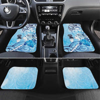Aotearoa Maori Wahine Car Mats Fantail Bird Blue Gold Marble LT05 Set 4pcs Blue - Polynesian Pride