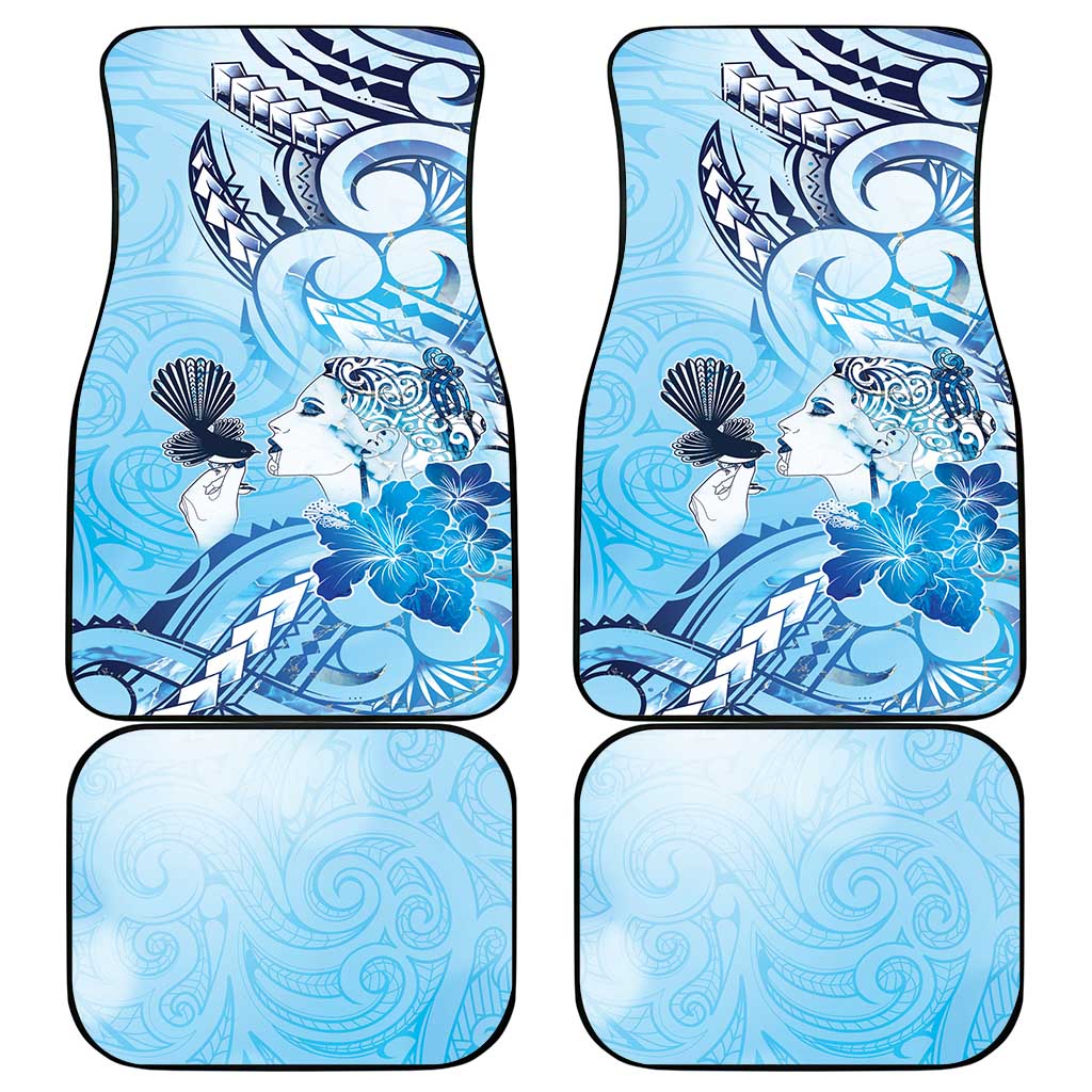 Aotearoa Maori Wahine Car Mats Fantail Bird Blue Gold Marble LT05 - Polynesian Pride