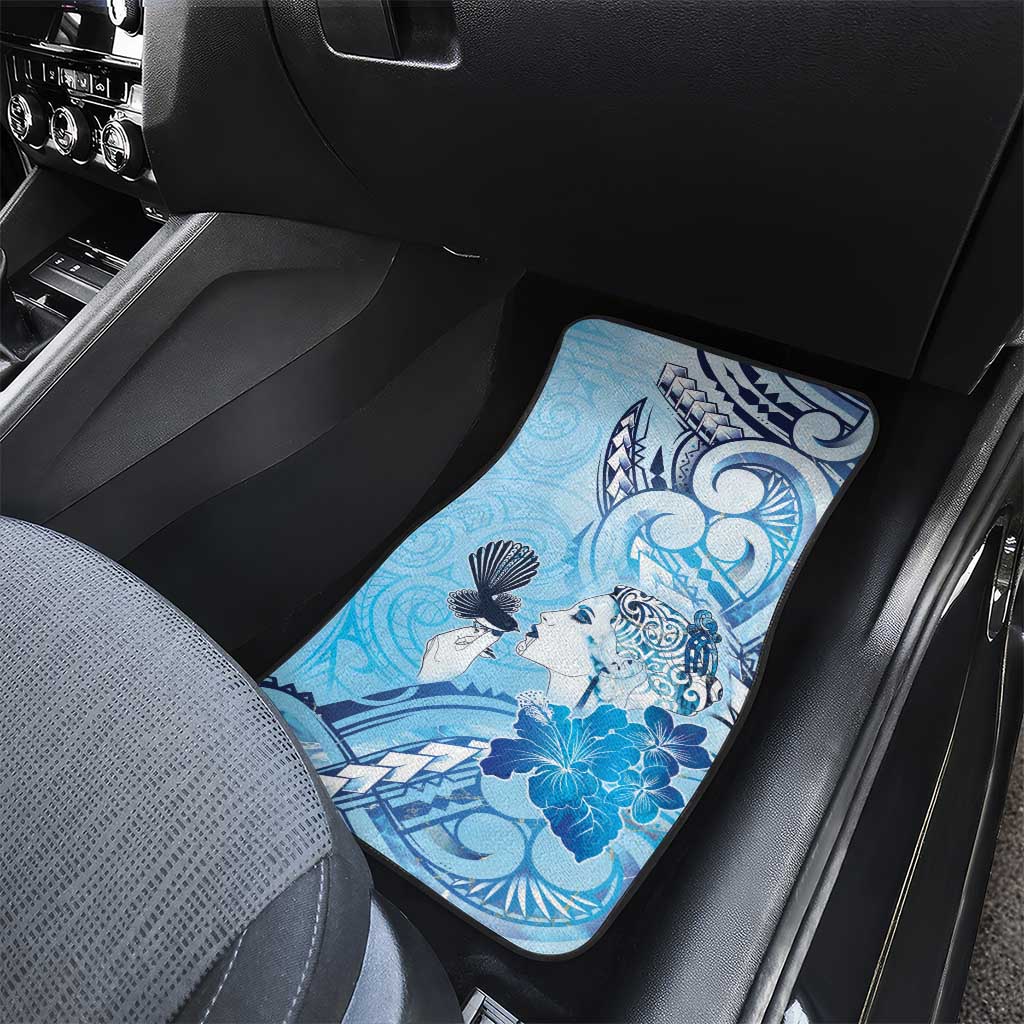 Aotearoa Maori Wahine Car Mats Fantail Bird Blue Gold Marble LT05 - Polynesian Pride