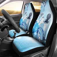 Aotearoa Maori Wahine Car Seat Cover Fantail Bird Blue Gold Marble