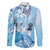Aotearoa Maori Wahine Family Matching Off Shoulder Maxi Dress and Hawaiian Shirt Fantail Bird Blue Gold Marble