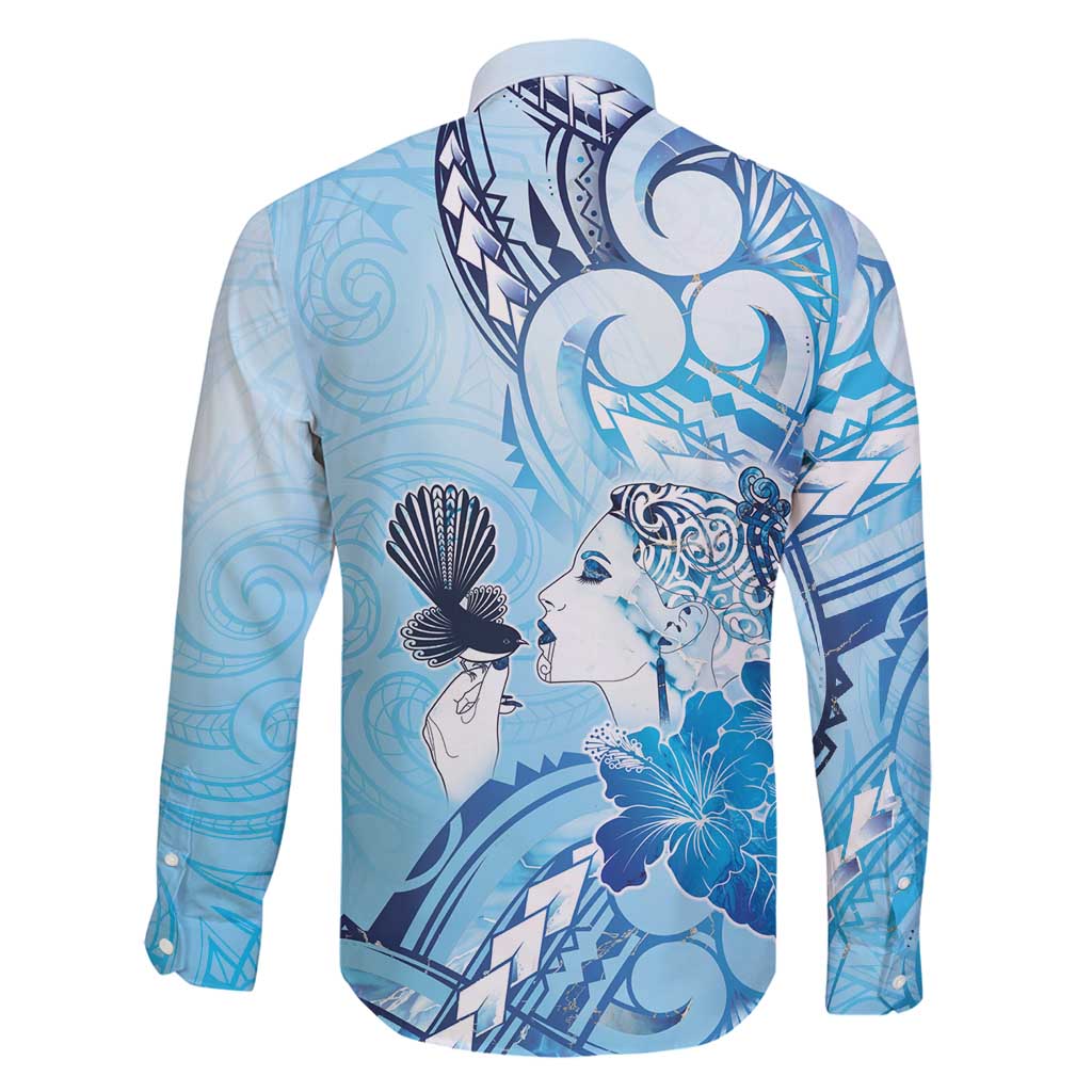 Aotearoa Maori Wahine Family Matching Tank Maxi Dress and Hawaiian Shirt Fantail Bird Blue Gold Marble