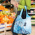 Aotearoa Maori Wahine Grocery Bag Fantail Bird Blue Gold Marble