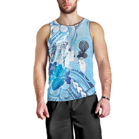 Aotearoa Maori Wahine Men Tank Top Fantail Bird Blue Gold Marble LT05 - Polynesian Pride