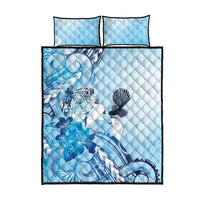 Aotearoa Maori Wahine Quilt Bed Set Fantail Bird Blue Gold Marble LT05 - Polynesian Pride