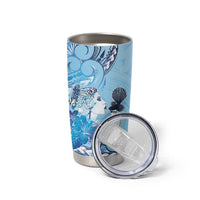 Aotearoa Maori Wahine Tumbler Cup Fantail Bird Blue Gold Marble LT05 - Polynesian Pride