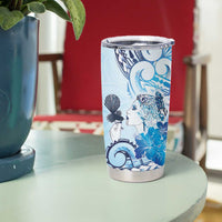 Aotearoa Maori Wahine Tumbler Cup Fantail Bird Blue Gold Marble LT05 - Polynesian Pride