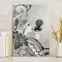 Aotearoa Maori Wahine Canvas Wall Art Fantail Bird Black Gold Marble LT05 Without Frame Black - Polynesian Pride