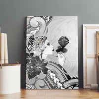 Aotearoa Maori Wahine Canvas Wall Art Fantail Bird Black Gold Marble LT05 - Polynesian Pride
