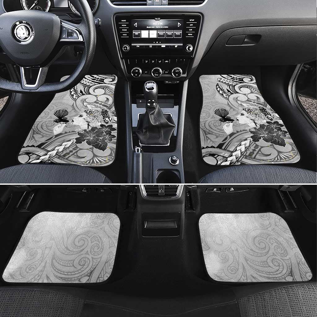 Aotearoa Maori Wahine Car Mats Fantail Bird Black Gold Marble LT05 Set 4pcs Black - Polynesian Pride