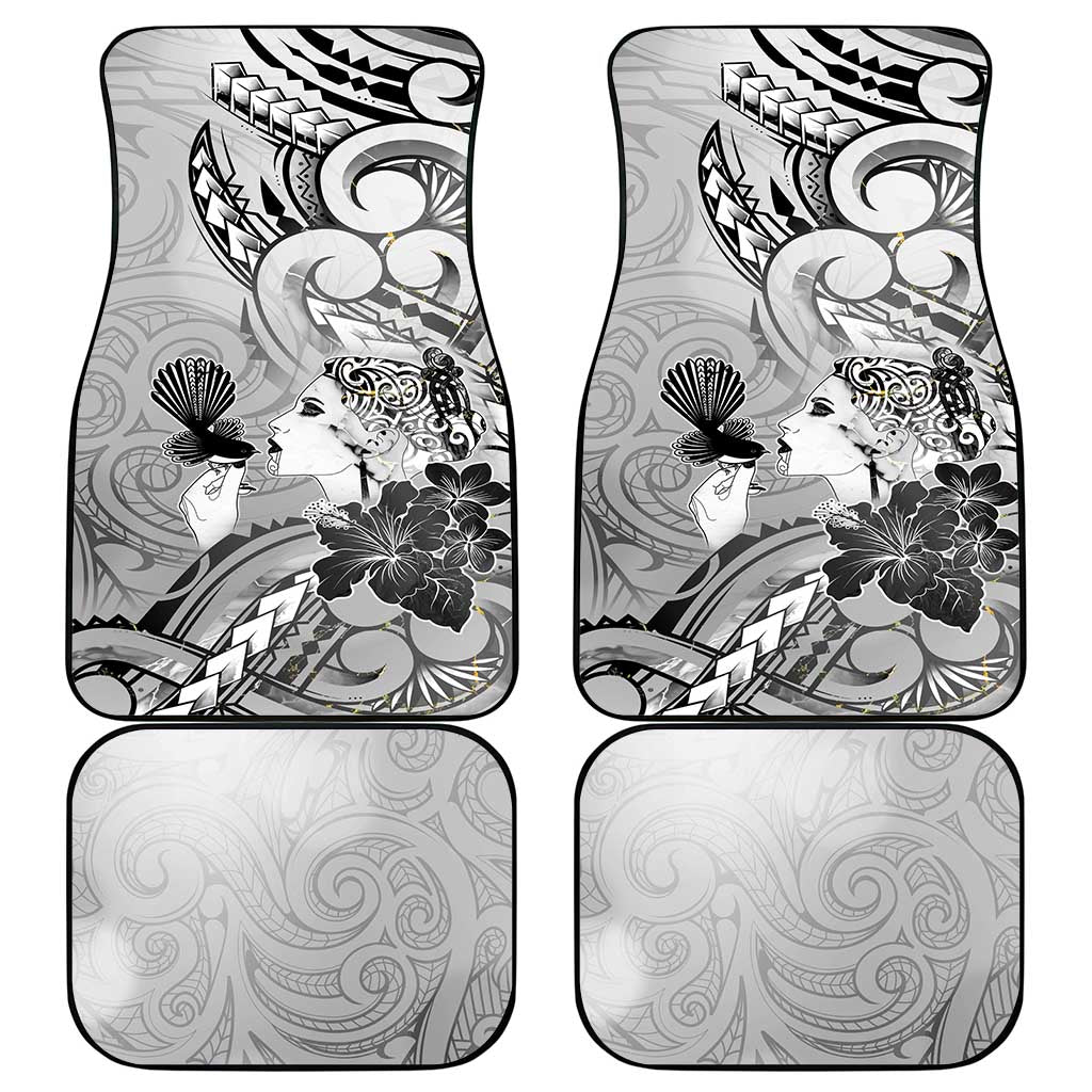 Aotearoa Maori Wahine Car Mats Fantail Bird Black Gold Marble LT05 - Polynesian Pride