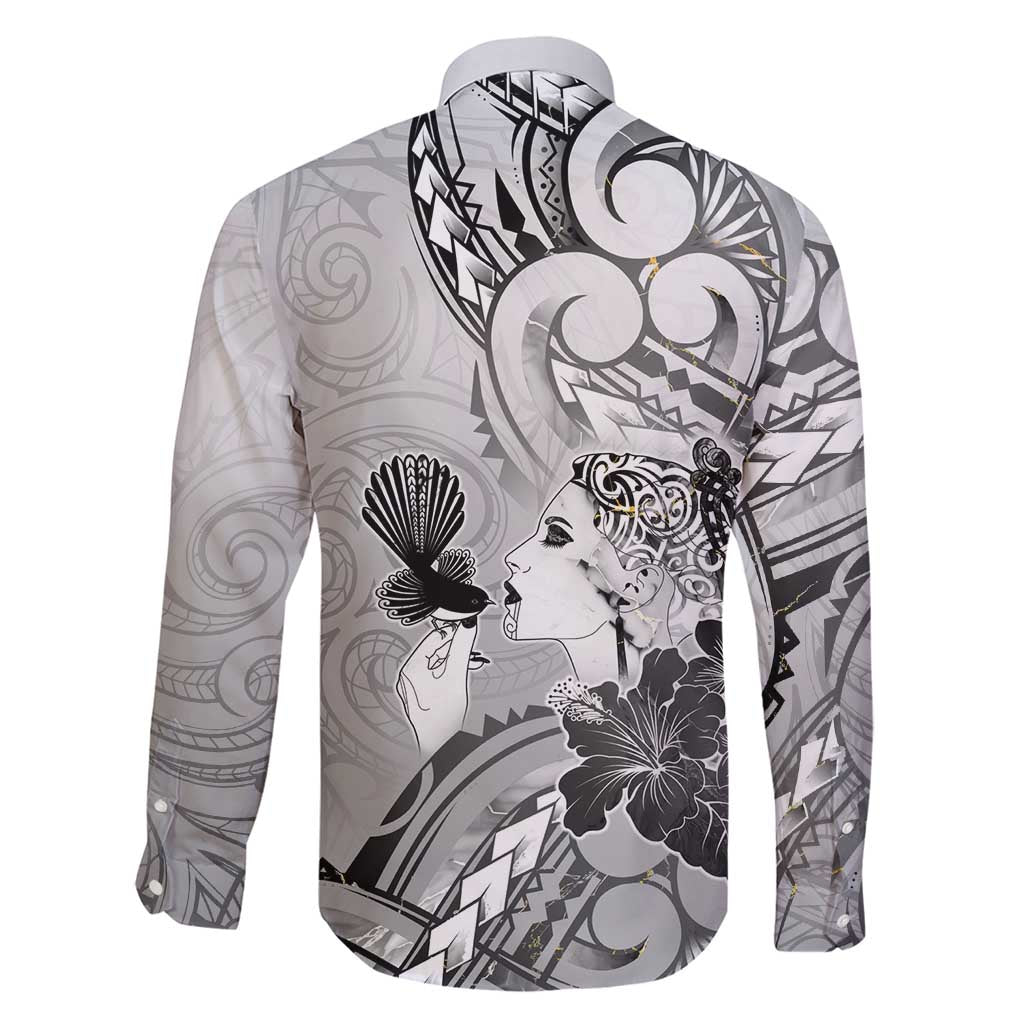 Aotearoa Maori Wahine Family Matching Short Sleeve Bodycon Dress and Hawaiian Shirt Fantail Bird Black Gold Marble