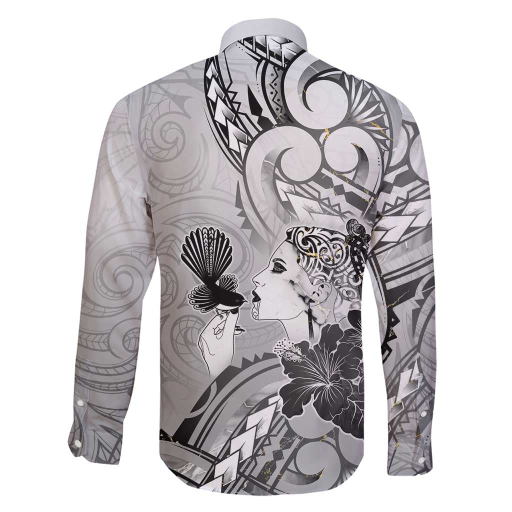 Aotearoa Maori Wahine Family Matching Tank Maxi Dress and Hawaiian Shirt Fantail Bird Black Gold Marble